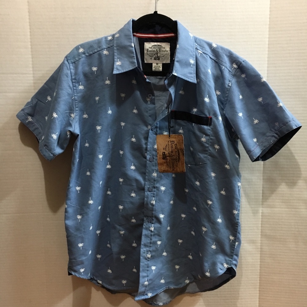 Men’s Denim & Rivets Palm Tree Print, Button Down